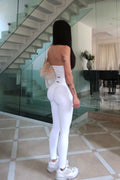 Contour Leggings in Pearl - worn with matching Contour Tank. Acsytosin activewear in white colour way.
